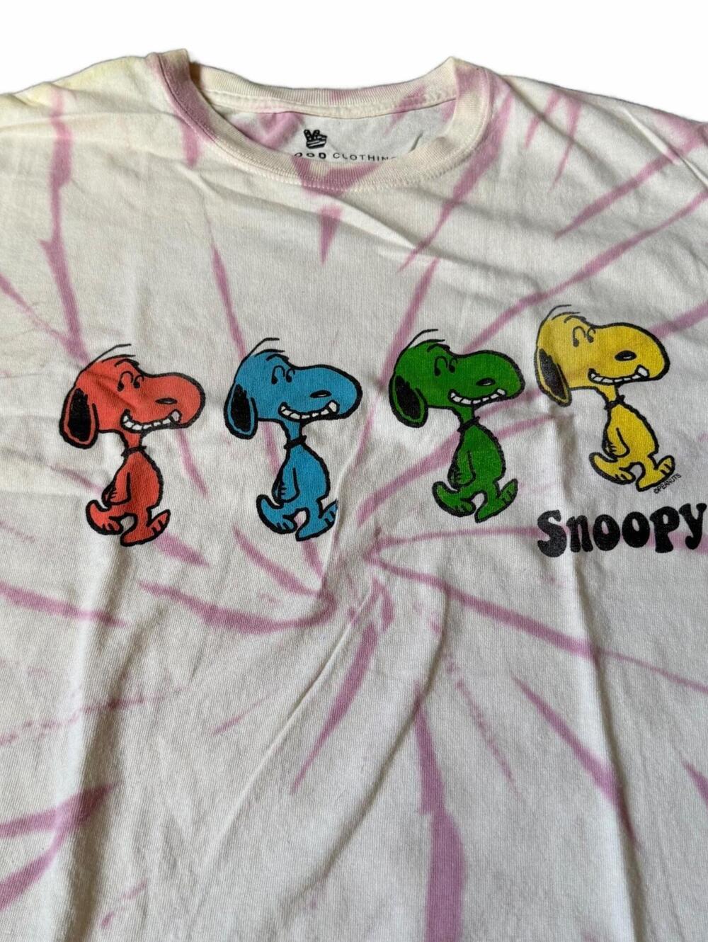 Lrg. Tie-Dye Snoopy T-Shirt 100% Cotton Relaxed Fit Pink White Graphic Tee Large